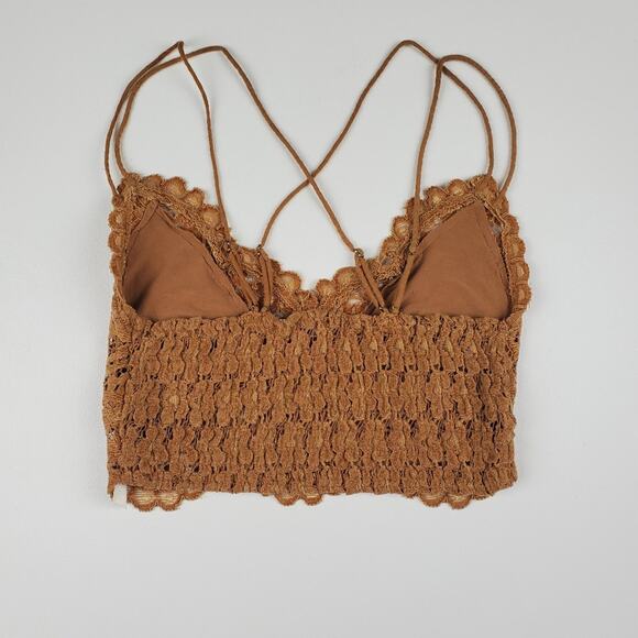 Free People One Celine Caramel Velvet Floral Lace Bralette Top Crop Tank Size XS - Picture 8 of 10